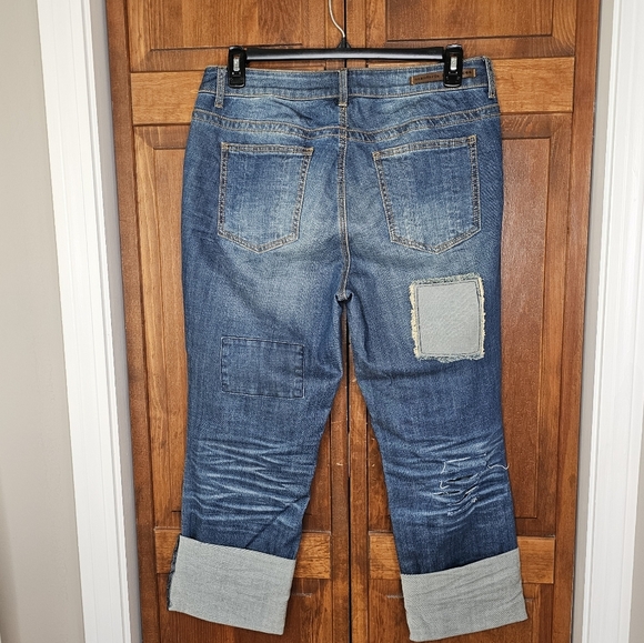 Standards & Practices Distressed Patchwork Straight Leg Jeans Size 14 - Picture 6 of 14